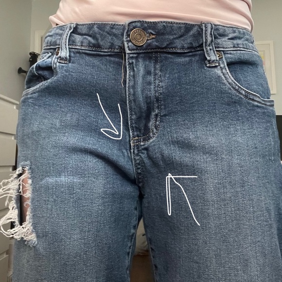 Kut From The Kloth Distressed Straight Jeans Raw Hem Size 10 - Picture 7 of 12